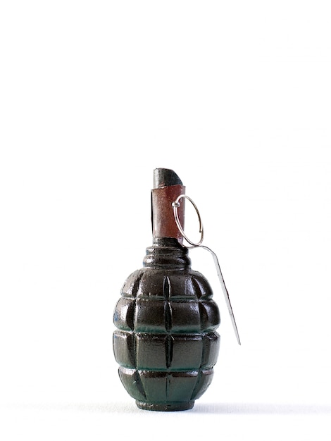 Free photo hand grenade powerful mass destroying weapon with brown lever