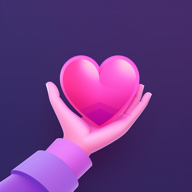 Free photo hand holding beautiful pink heart