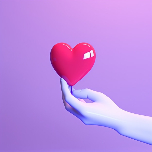 Hand holding beautiful red heart