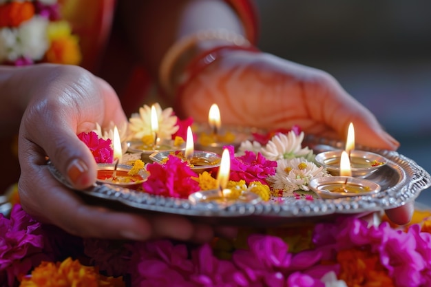 Free Photo hand holding navratri highly detailed  decoration