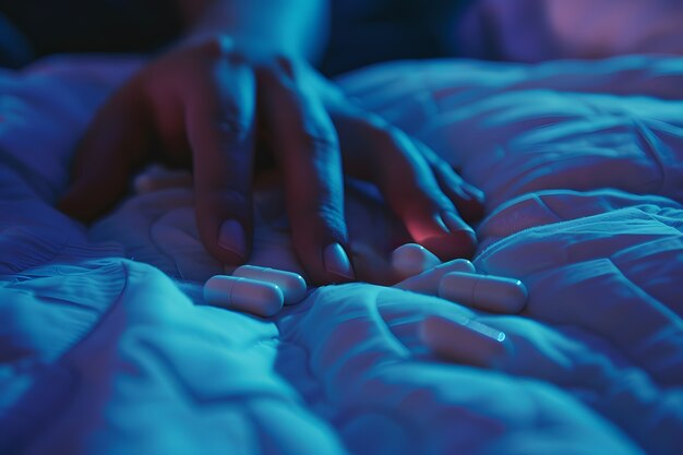 Hand with medication in dark style