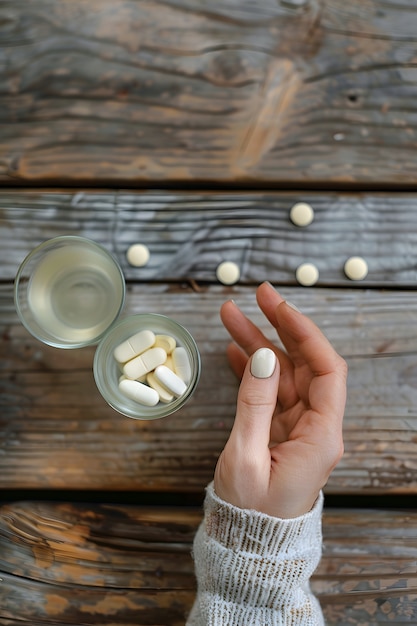 Hand with medication in dark style