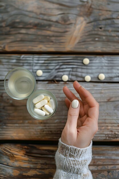 Hand with medication in dark style