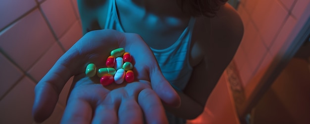 Free photo hand with medication in dark style