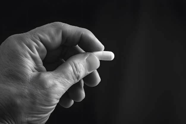 Hand with medication in dark style