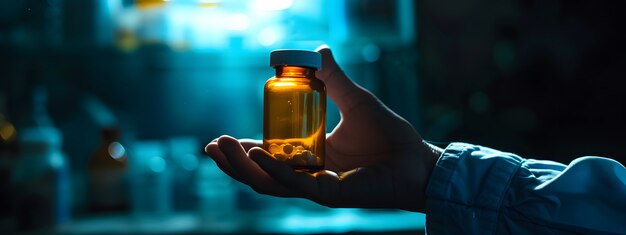 Hand with medication in dark style