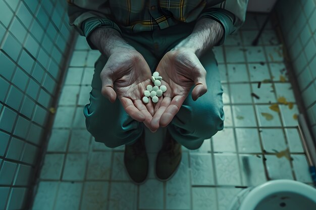 Hand with medication in dark style