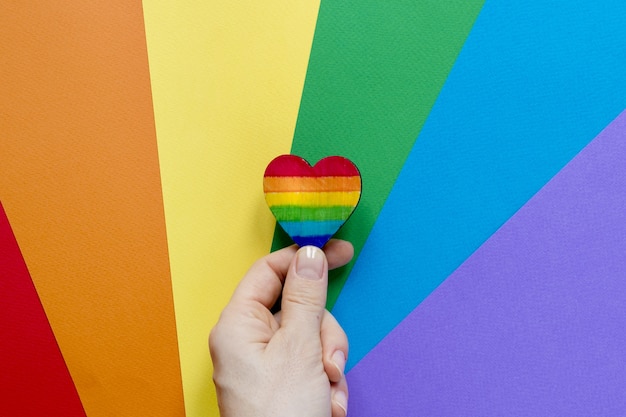 Free Photo hand with rainbow heart