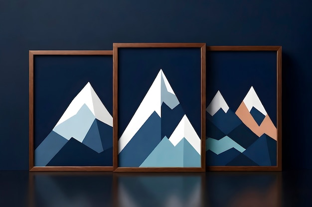 Free photo handcraft mountain in paper style with frames