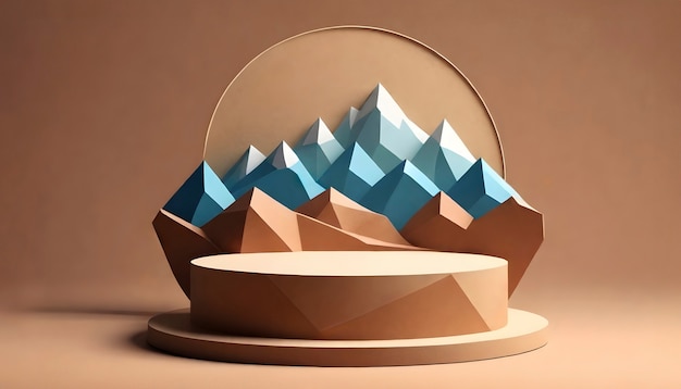 Free Photo handcraft mountain in paper style with podium