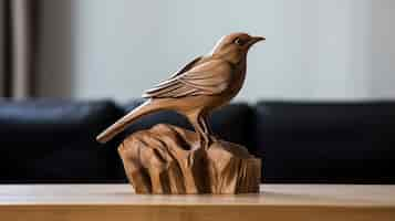 Free photo handcrafted wooden decorative bird sculpture