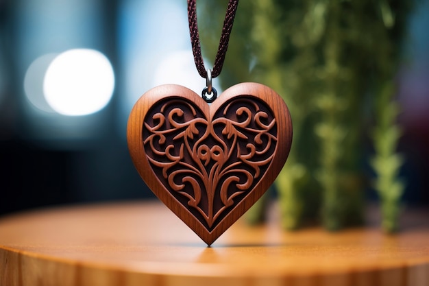 Free Photo handcrafted wooden decorative heart sculpture