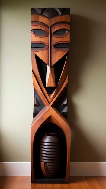 Free Photo handcrafted wooden decorative mask sculpture