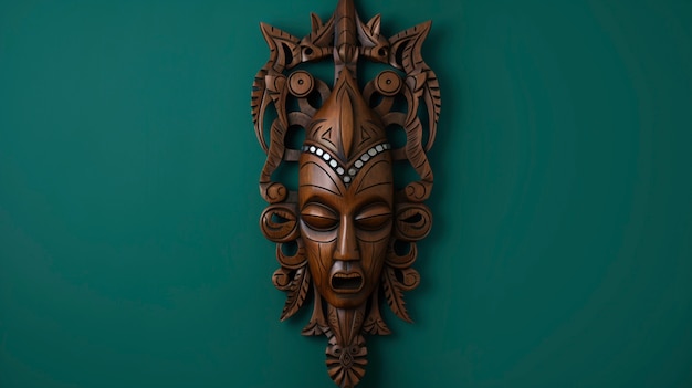 Free Photo handcrafted wooden decorative mask sculpture