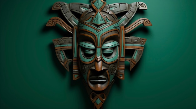 Handcrafted wooden decorative mask sculpture