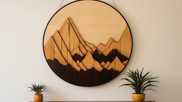 Free photo handcrafted wooden decorative round sculpture