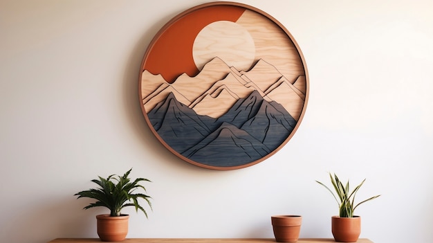 Free photo handcrafted wooden decorative round sculpture