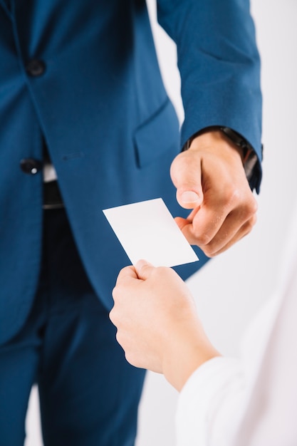 Free photo handing over business card