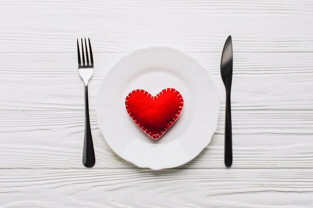 Handmade heart on plate