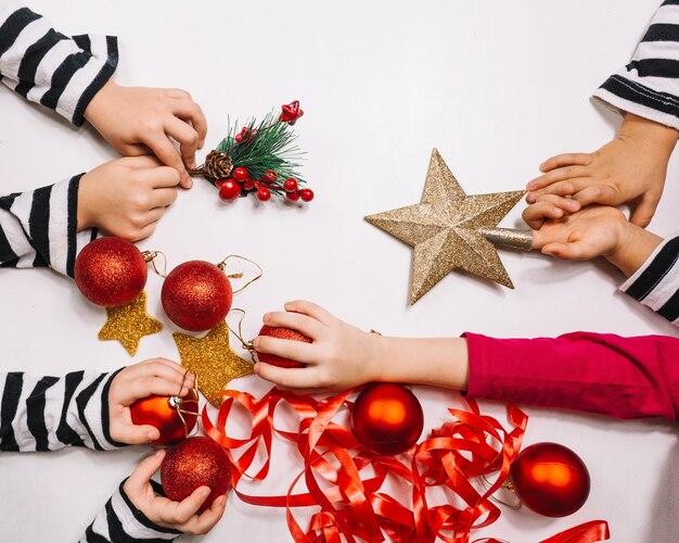 Hands and christmas decoration