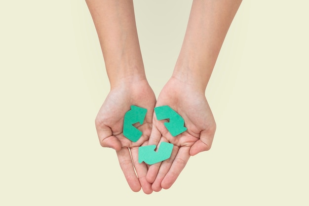 Free Photo hands cupping recycle  save the environment campaign