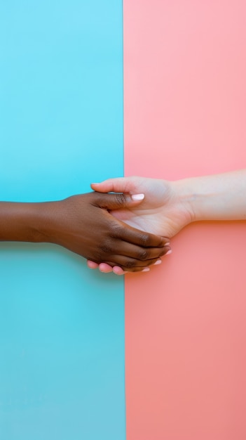 Free Photo hands of different ethnicities and skin color coming together in sign of diversity