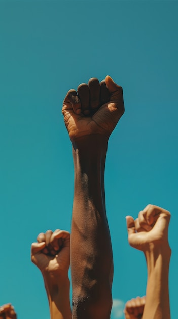 Free photo hands of different ethnicities and skin color coming together in sign of diversity