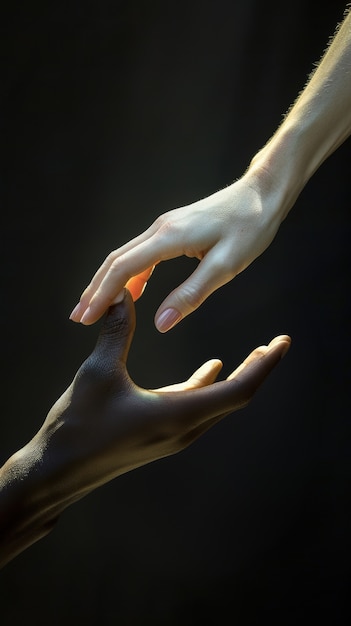 Free photo hands of different ethnicities and skin color coming together in sign of diversity