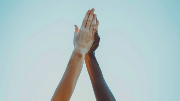 Free Photo hands of different skin color and ethnicities coming together in sign of diversity