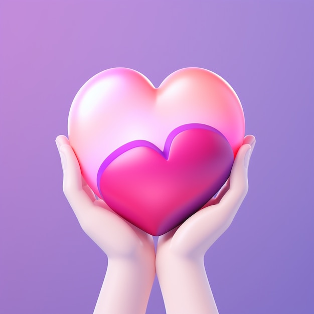 Hands holding beautiful pink heart