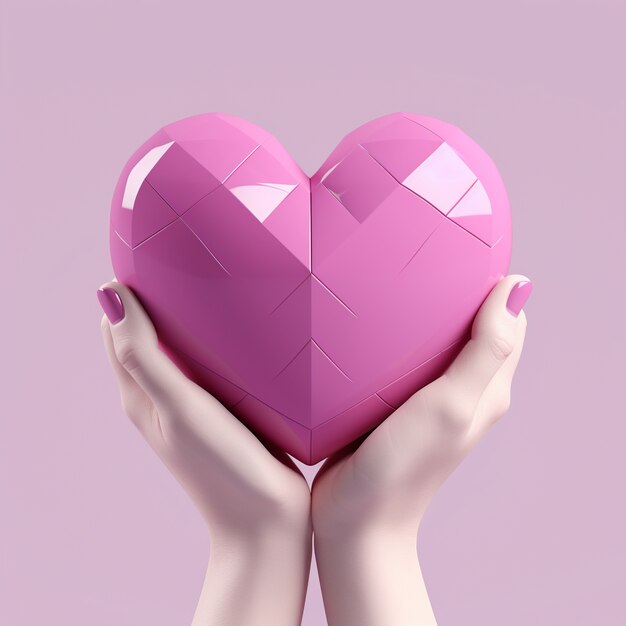 Hands holding beautiful pink heart