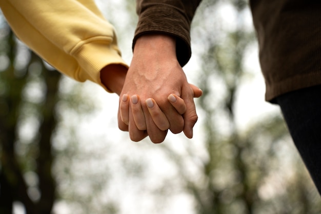 Hands holding eachother for support