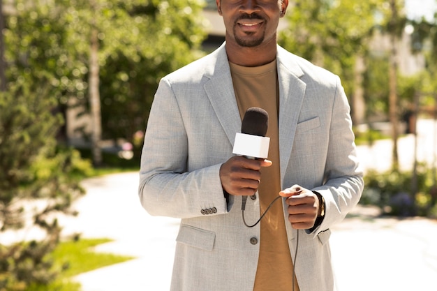 Handsome african american male journalist