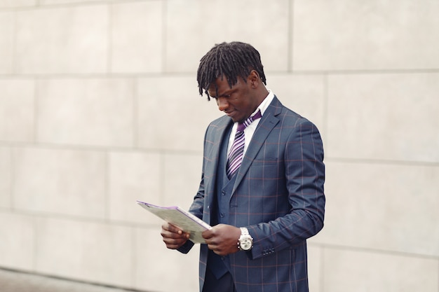 Handsome black man in a blue suit