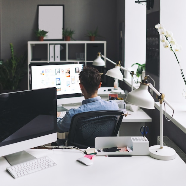 Handsome businessman working in office