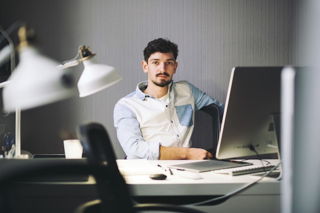 Handsome businessman working in office