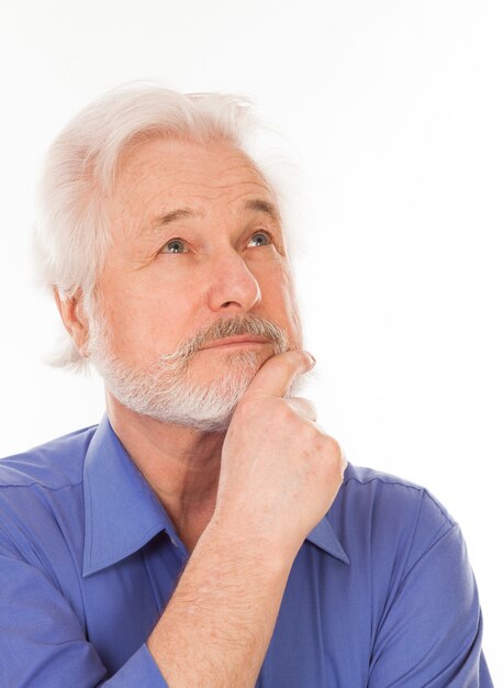 Handsome elderly man thoughtful