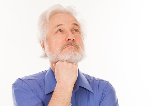 Handsome elderly man thoughtful