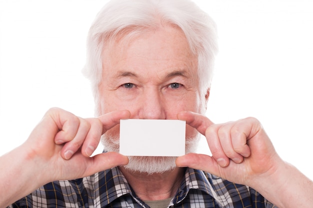 Handsome elderly man with paper