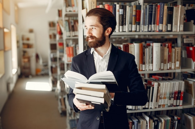 Handsome guy study at the library