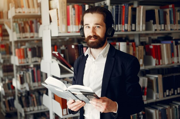 Handsome guy study at the library