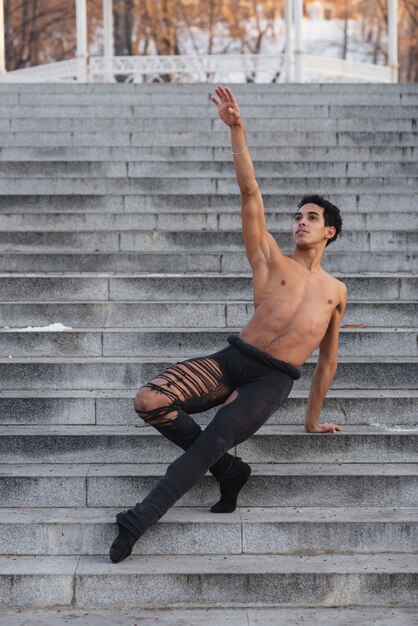 Handsome male performing ballet