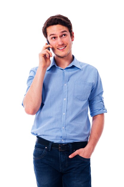 Handsome male talking on the mobile phone