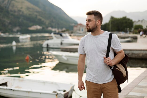 Handsome male traveler in montenegro