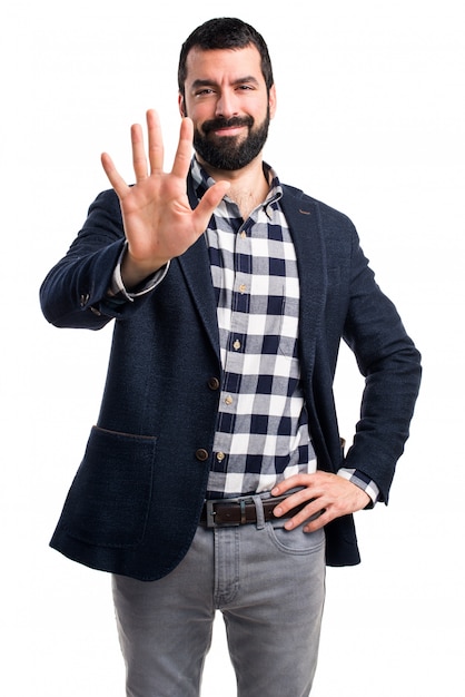 Free Photo handsome man counting five