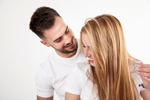 Handsome man looking at woman