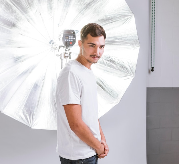 Handsome man posing in studio