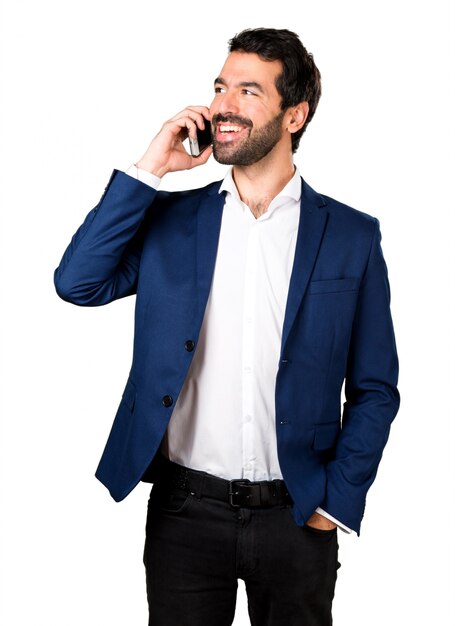 Handsome man talking to mobile