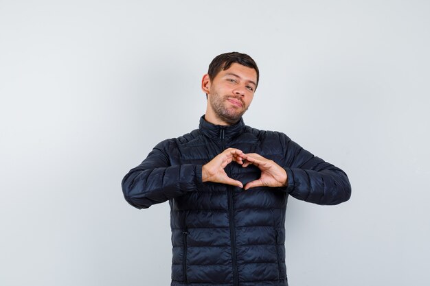 Handsome man wearing a bomber jacket