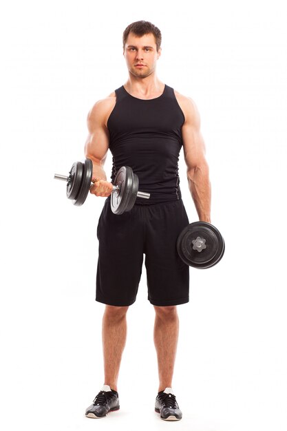 Handsome muscular guy working out 